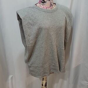 NWT DESIGN LAB Padded Cap Sleeve Ribbed Boxy Fit Tank Oversized Shoulder Pad